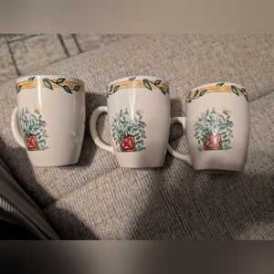 Thomson Pottery Birdhouse Coffee Mug Cup Set of 3 Heart Vine Design Birds